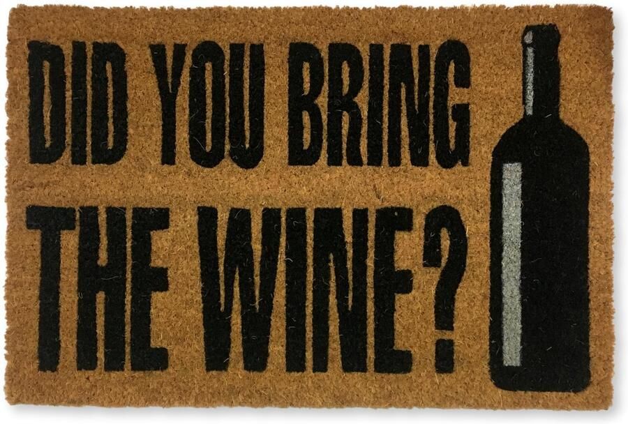 KOKO DEURMATTEN Kokosnoot deurmat met antislip PVC Grappige deurmat Heb je de wijn meegenomen? Milieuvriendelijk robuust en onderhoudsvriendelijk 60x40 cm voor buiten en voordeur