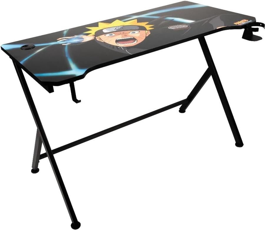 Konix Drakkar Naruto – Gamingbureau 121×69 cm – Zwart – Met headset- & bekerhouder