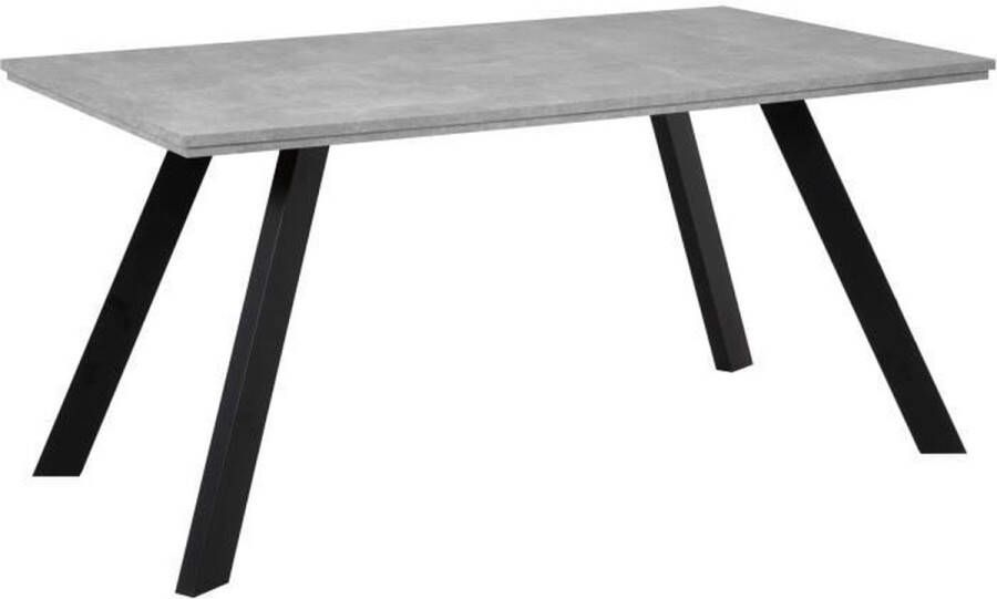 Merkloos KONSTANZ enkele eettafel 6 tot 8 personen Beton en zwarte melamine L160 x H75 x D90 cm