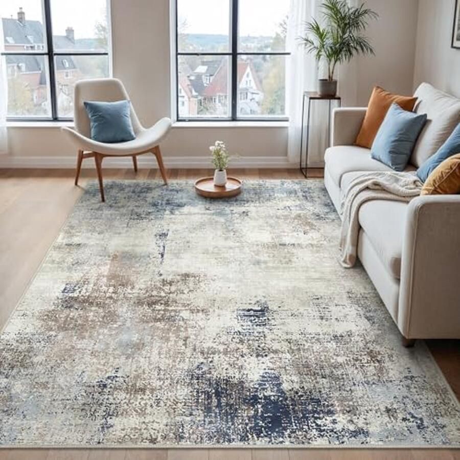 Korte Stapel Vloerkleed 160x230cm Antislip Wasbaar Tapijt voor Keuken Slaapkamer en Kantoor Inkblauw