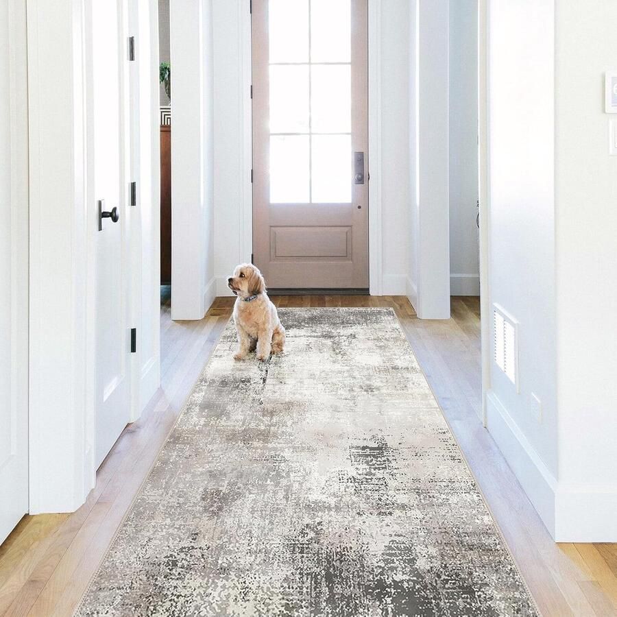 Korte Stapel Vloerkleed 60x120cm Antislip en Wasbaar Grijs