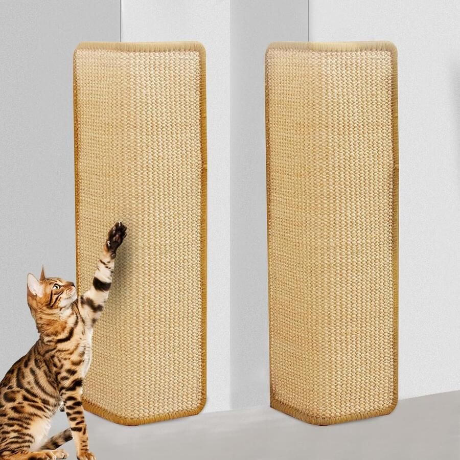 Krabmat voor katten 2 stuks sisal 50 x 25 cm wand-kattenkrabplank sisal deurmat tapijt voor bank meubels deur krasbescherming geschikt voor wandmontage