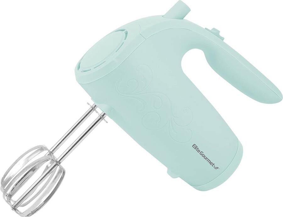 Krachtige Elektrische Keukenhandmixer met 5 Versnellingen en RVS Garde Mintblauw