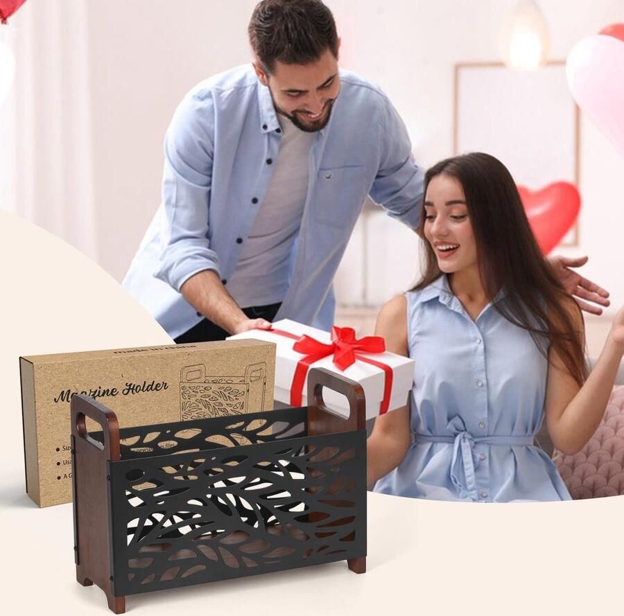 Krantenstandaard van hout Boekenkast tijdschriftenverzamelaar opbergmand Robuust en duurzaam Voor kantoor en thuis 33 x 24 x 13 cm