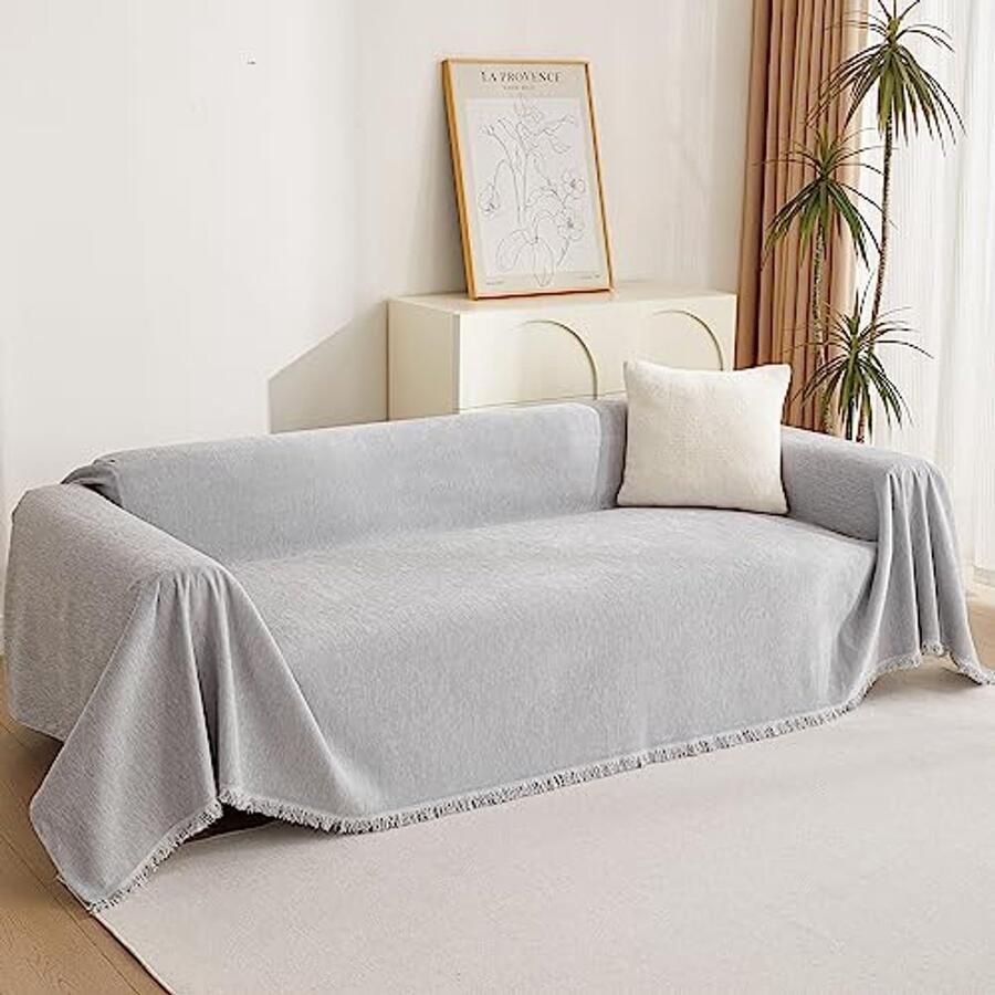 Krasbescherming voor bank Meubelbeschermer 180 x 300 cm in lichtgrijs voor katten honden en kinderen