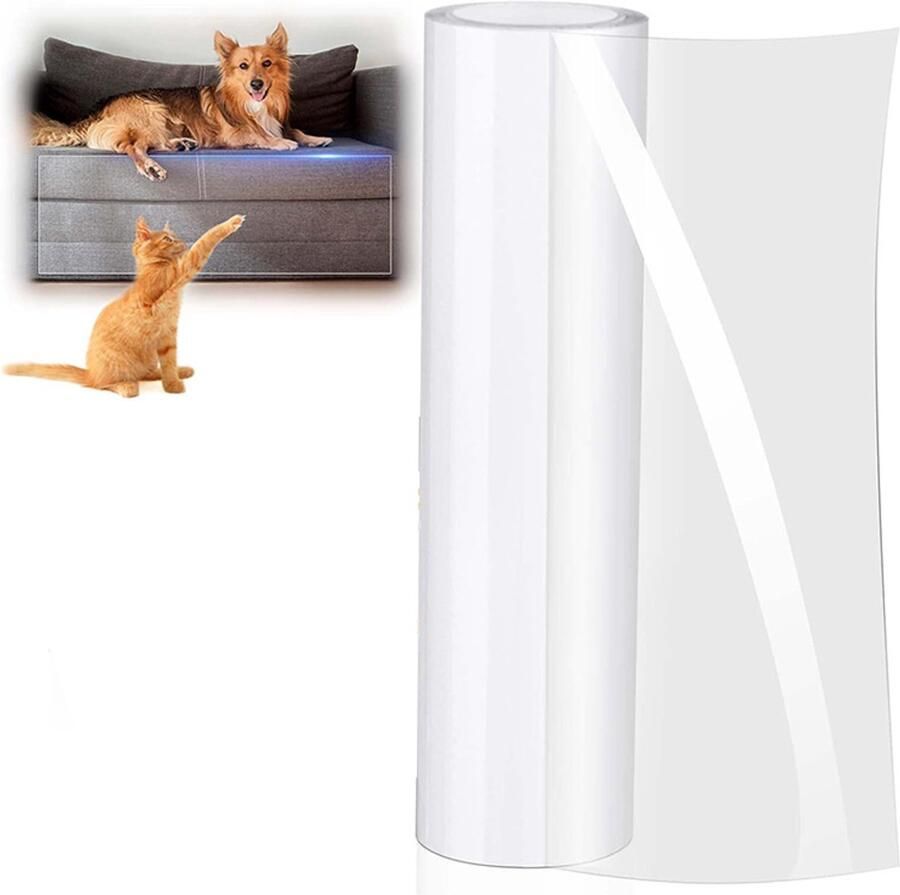 Krasbeschermingstape voor katten 3 m (20 cm x 5 m) transparante krasbeschermingspad voor banken meubelbeschermer krasbescherming voor kattenmeubels krasbeschermingspads voor meubels banken deuren en muren kraswerend middel van