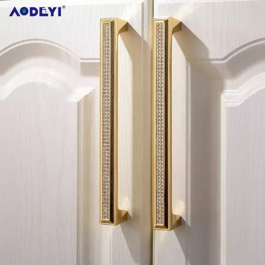 Kristal Lade Deur Handvat Handgrepen Garderobe Deur Keuken Kast Knoppen Goud Kristal Handvaten