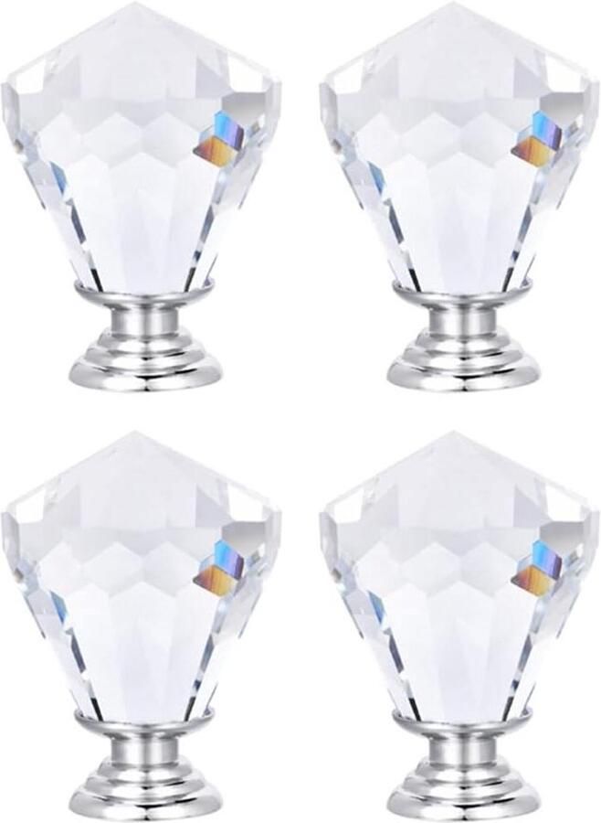 Kristalglazen deurknoppen 4 stuks (31 mm x 43 mm) voor thuis keuken kantoor