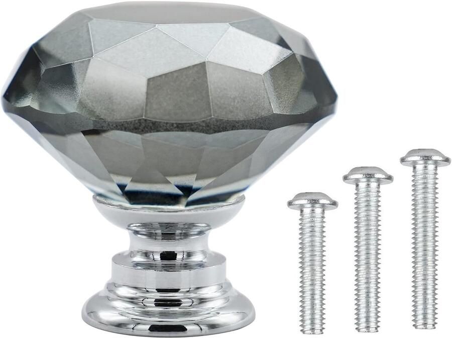 Kristalglazen Kast Deurknoppen Luxe Design 20 Stuks Grijze Diamant