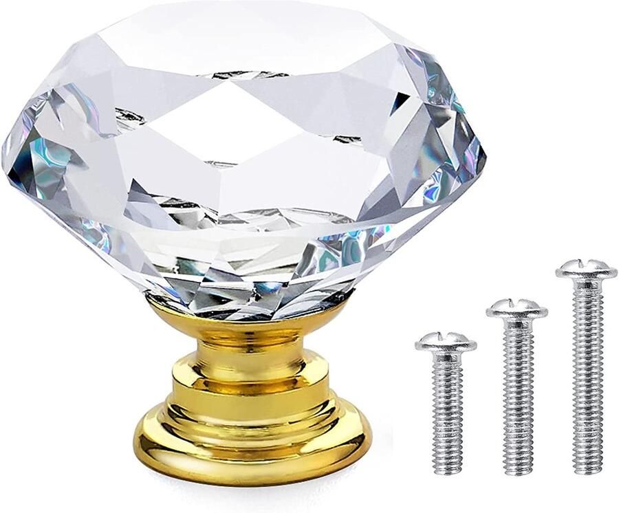 Kristalglazen Kastdeurknoppen Elegante Afwerking 20 Stuks Transparant met Gouden Basis