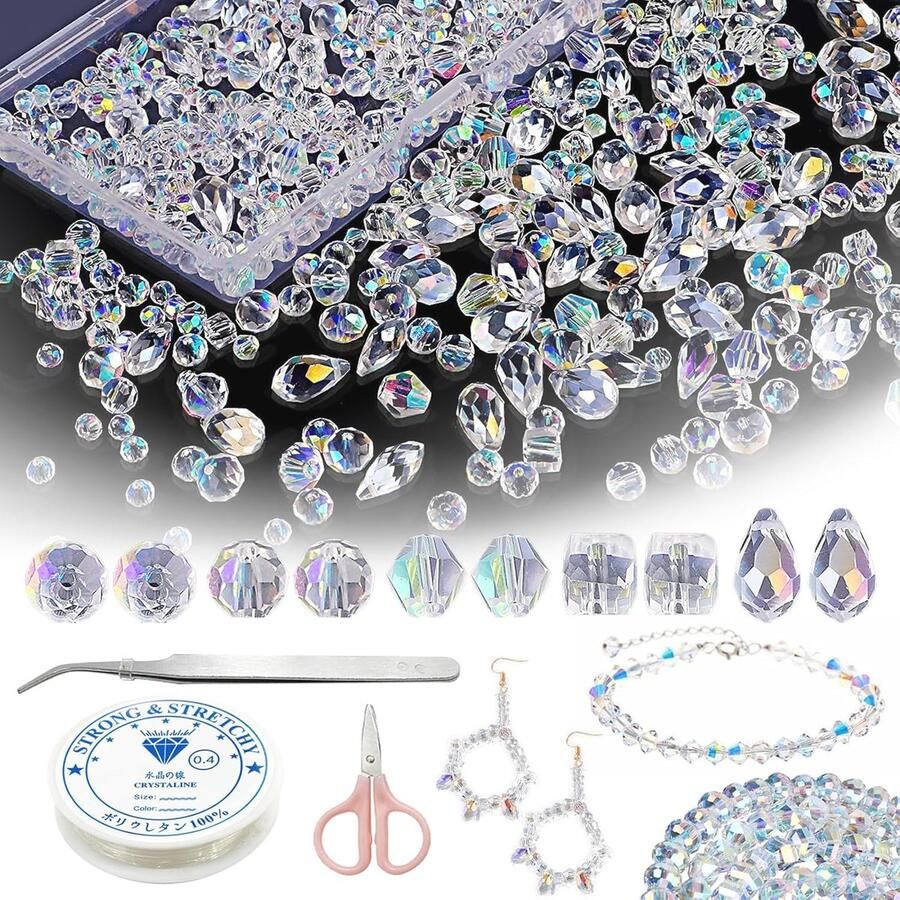 Kristalglazen kralenkit 900 stuks kleuren en maten voor sieraden maken