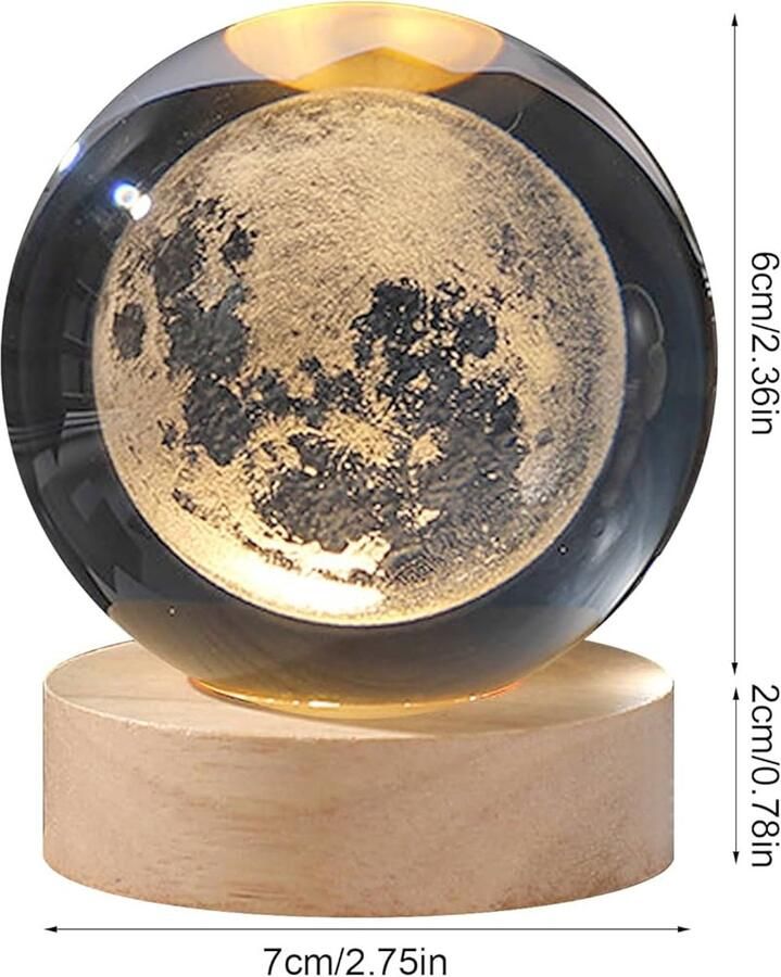 Kristallen bol met standaard 3D projectie lamp 1 stuk geel glas