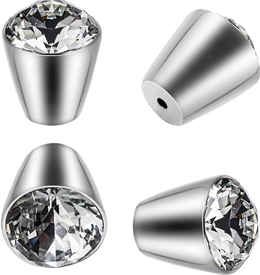 Kristallen Deurknoppen Set Duurzaam en Stijlvol 4 Stuks Transparant Glas en RVS 27 mm