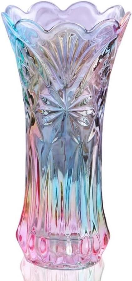 Kristallen glazen bloemenvaas Regenboogkleurige glazen vaas met hartdecoratie Decoratieve vaas voor thuis Eettafel en plantenhouder Accessoires voor decoratie Bruiloft vakantie en feest