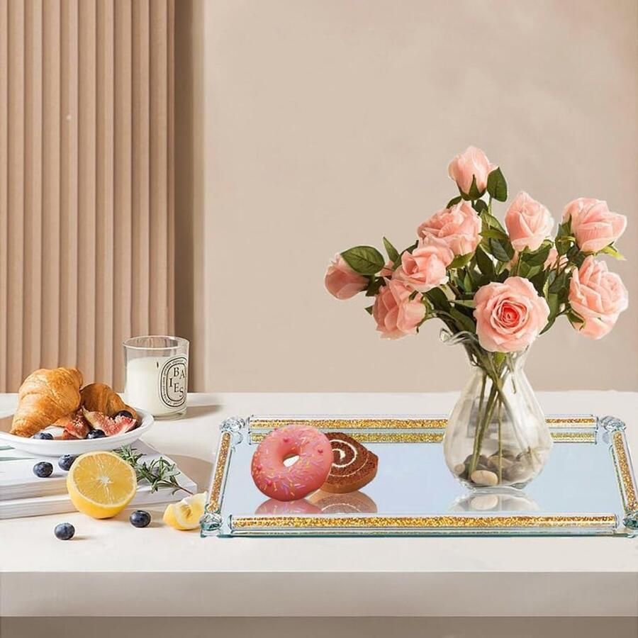 Kristallen glazen dienblad Elegante spiegel lade voor dressoir en badkamer