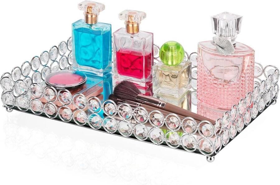 Gespiegeld Kristallen Ijdelheidsblad 205 x 32 cm Organizer Tray Cosmetica Opslag Tray voor Dressoir Slaapkamer Badkamer Decoratie