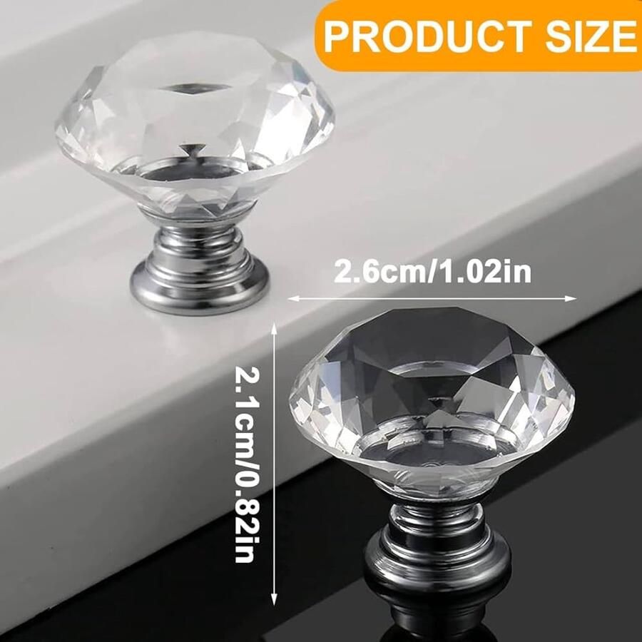 Kristallen meubelknoppen Elegante deurknoppen Set van 4 Duurzaam