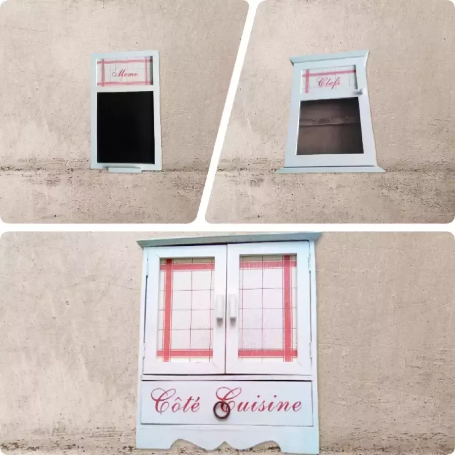 Kruiden kastje (Medicijn kastje) Memo board en sleutel kastje retro old white