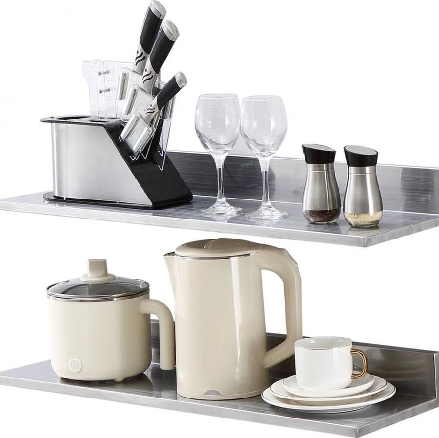 Kruidenrek wandplank 2 delen hangend keukenrek 762 x 218 x 85 mm zwevende plank roestvrij staal draagvermogen 20 kg plank wandplank kruidenrek geschikt voor keukens restaurants hotels enz