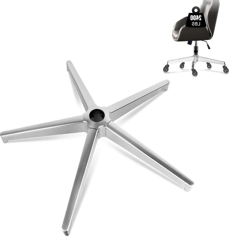 Kruisvoet bureaustoel met draagvermogen van 11 mm x 22 mm Afneembaar bureaustoelen frame Stabiel metalen draaistoel reserveonderdelen Geschikt voor wielen van 11 mm x 22 mm en 50 mm Bureaustoel