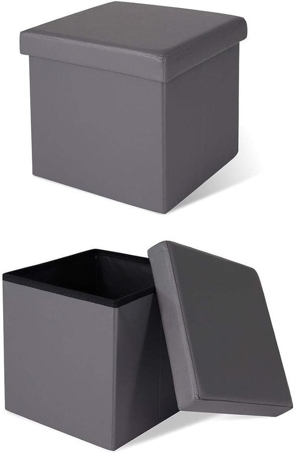 Kruk Bank Kunstleer Voetenbank Grijs 38 x 38 x 38 cm