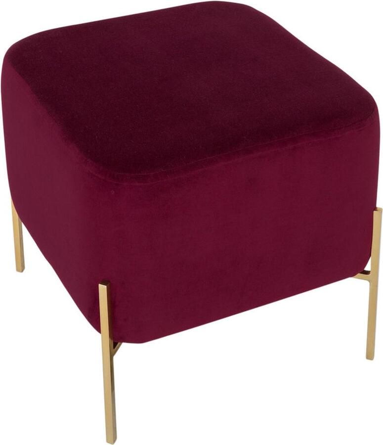 Kruk Bordeaux velvet voetenbank Tumba aubergine donkerrood fluwelen poef Harper Hocker