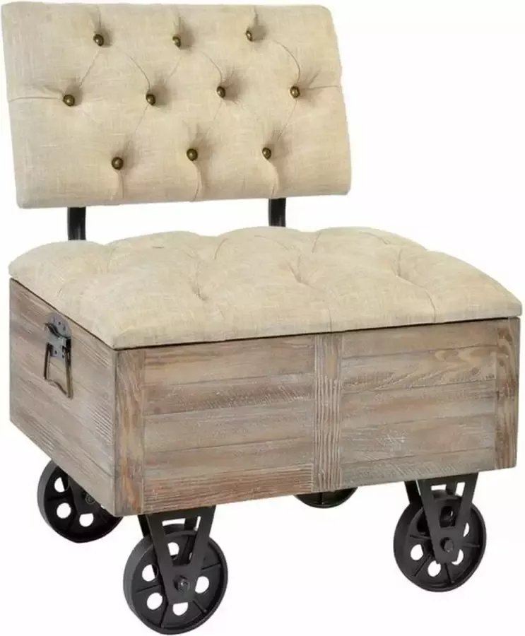 DKD Home Decor Kruk Spar Natuurlijk Zwart Beige Polyester (61 x 51 x 77 cm)