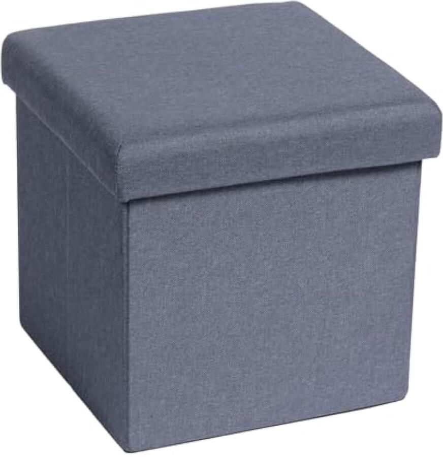Kruk Met Opbergbank Opvouwbare Boeken Opbergbox Kleine zitbox Opvouwbare box met deksel Blauw 30x30x30cm
