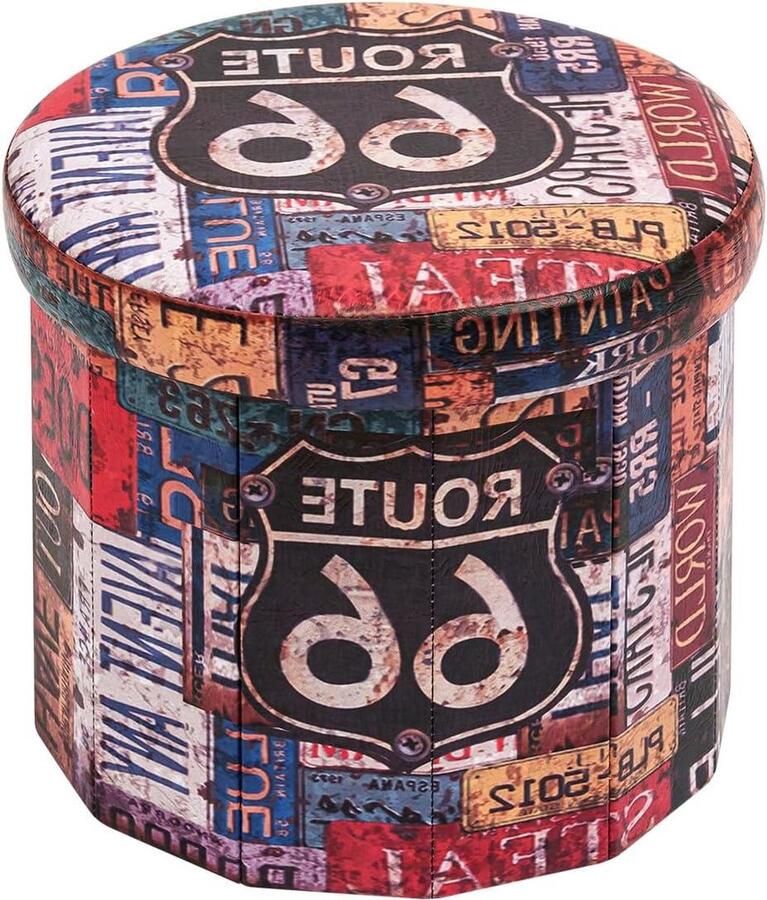 Kruk met opberger Ronde bank Voetenbank Opbergdoos met deksel voor speelgoed 38x38x35 cm