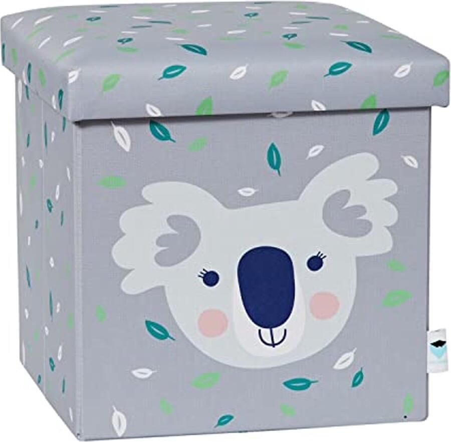 Kruk met Opbergruimte Comfortabele Zittende Opbergdoos Grijs Koala 35x35x35 cm
