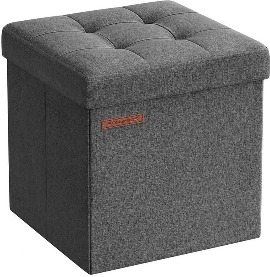 Kruk met opbergruimte opvouwbare kruk voetenbank opvouwbare kruk kubuszitting voor woonkamer slaapkamer donkergrijs