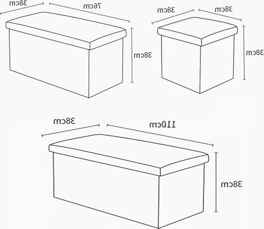Opvouwbare zitkist Kruk met opbergruimte Beklede voetenbank Linnen Bruin 38 x 38 x 38 cm