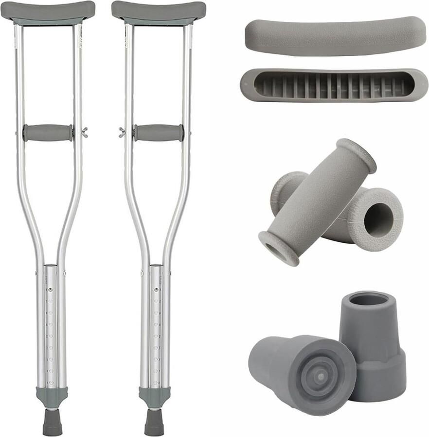 Kruk Pads voor Oksels 6-delige Set Vervanging Pads Onderarm Kruk Kussen Pads Handgrepen Voeten Caps Fit Standaard Krukken Ergonomisch Ontwerp - Foto 2