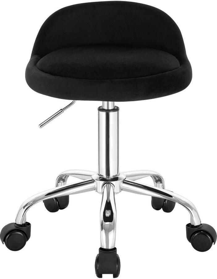 Kruk Rolkruk Zadelkruk In Hoogte Verstelbaar Met Lage Rugleuning Fluweel 360° Ergonomisch Tot 120 kg Zwart