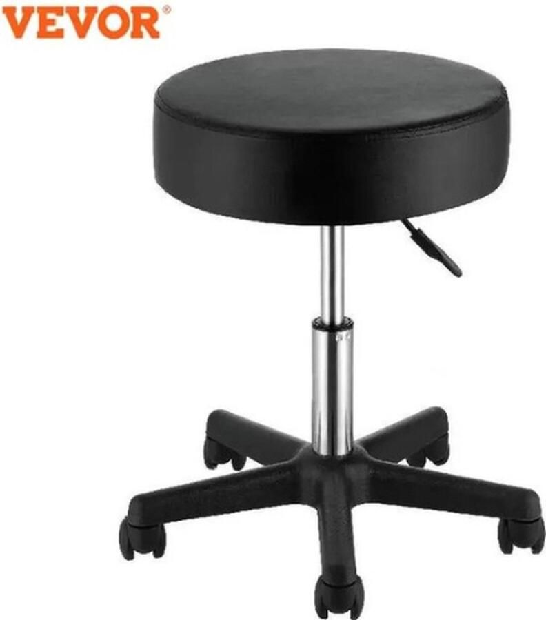 Vevor™ Vevor Kruk Salon Kruk met Wielen 181 kg Draagvermogen In Hoogte Verstelbare Kruk Met Ultradik Zitkussen Draaibare Kruk voor Salon kantoor medisch massage Zwart - Foto 2