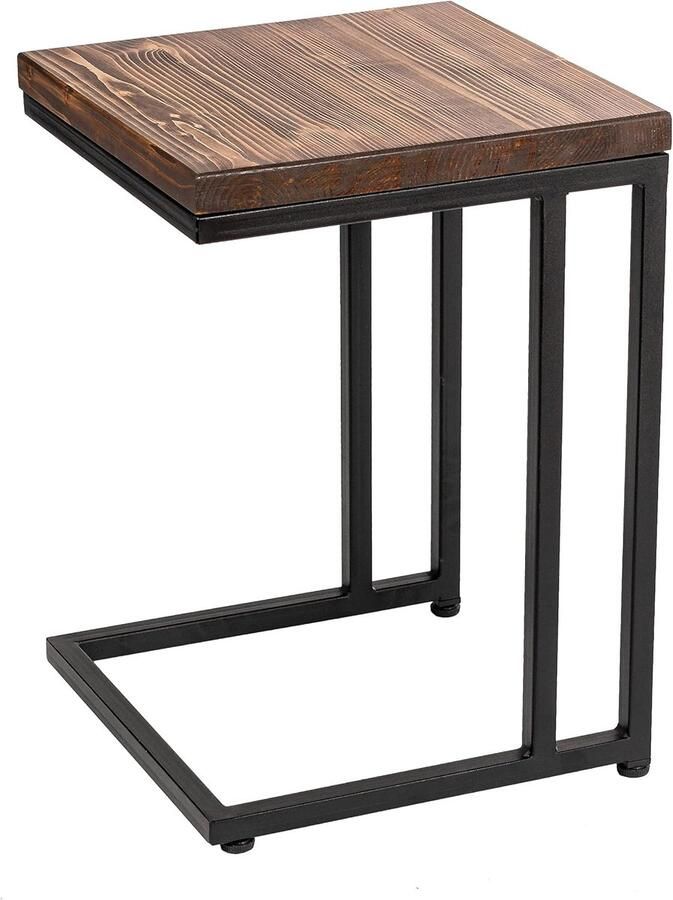 Kruk van hout industrieel design 50 cm hoog donkerbruin