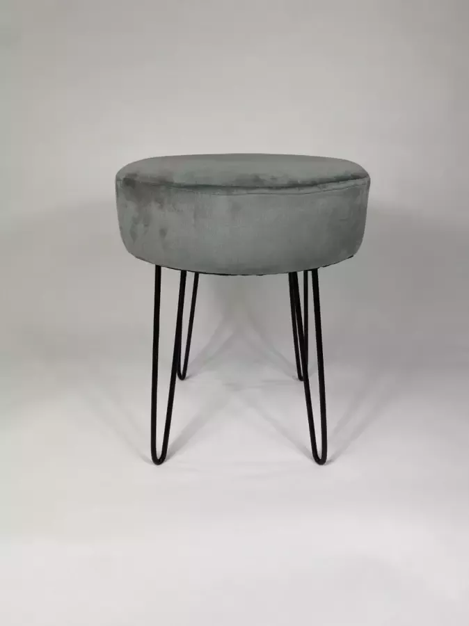 Kruk velvet bijzettafel nachtkastje lichtblauw grijs hocker