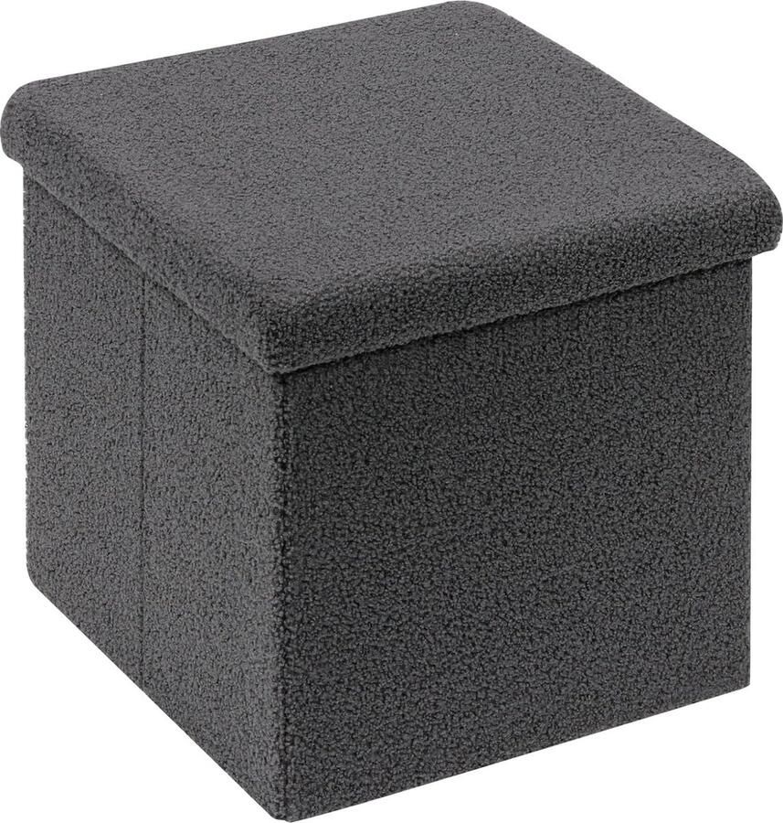 Kruk zitkubus met opbergruimte opvouwbare zitkubus met deksel fluwelen voetenbank kist opbergdoos grijs 40 x 40 x 40 cm