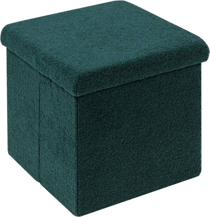 Kruk zitkubus met opbergruimte opvouwbare zitkubus met deksel fluwelen voetenbank kisten opbergdoos groen 40 x 40 x 40 cm