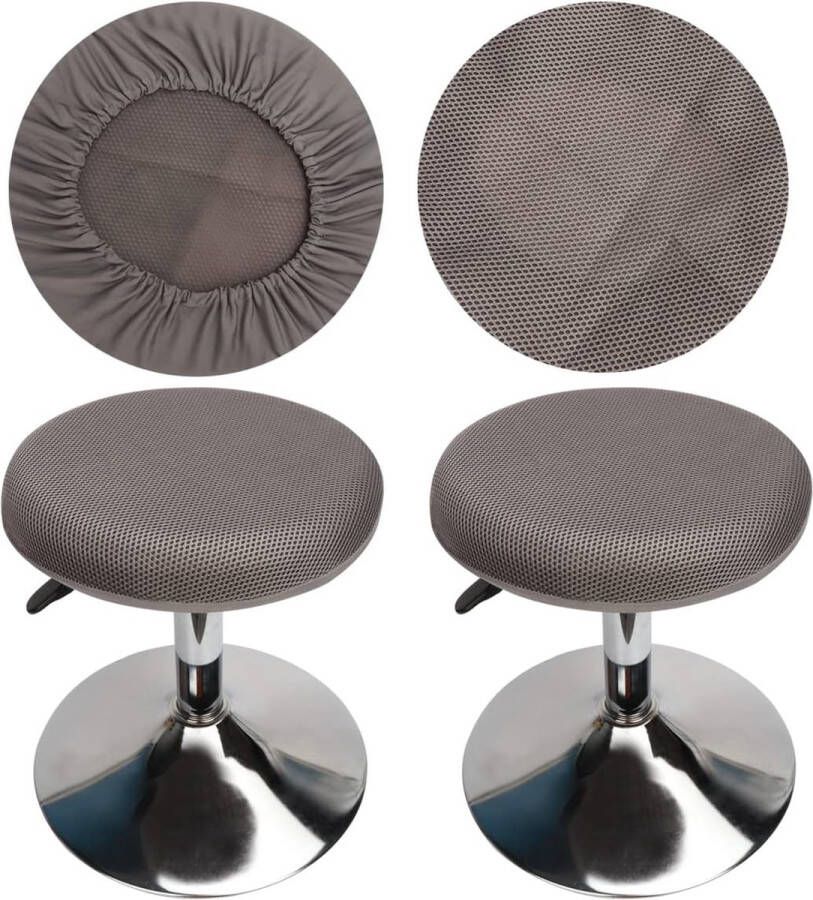 Krukhoes rond grijs barkruk met overtrek rond voor kruk wasbaar onderhoudsvriendelijk ademend en duurzaam voor 26-35 cm ronde kruk diameter (grijs 2)