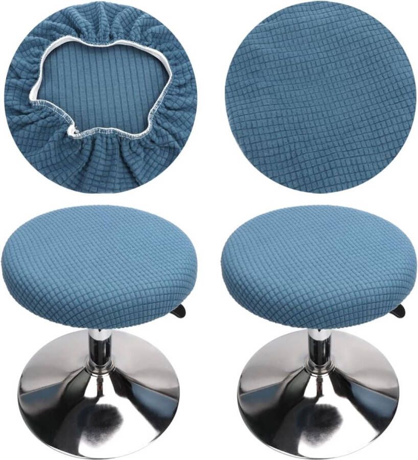 Krukhoes rond wasbaar onderhoudsvriendelijk zacht en duurzaam voor ronde of vierkante krukken (2 stuks blauw)
