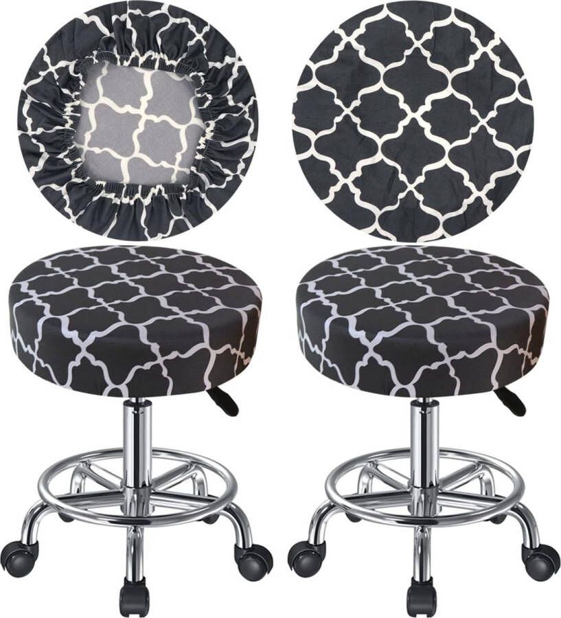 Krukhoes ronde kruk 30-40 cm rijke kleuren rekbaar kreukvrij wasbaar stofdicht zacht en duurzaam ook geschikt voor vierkante krukken (2 grijs)