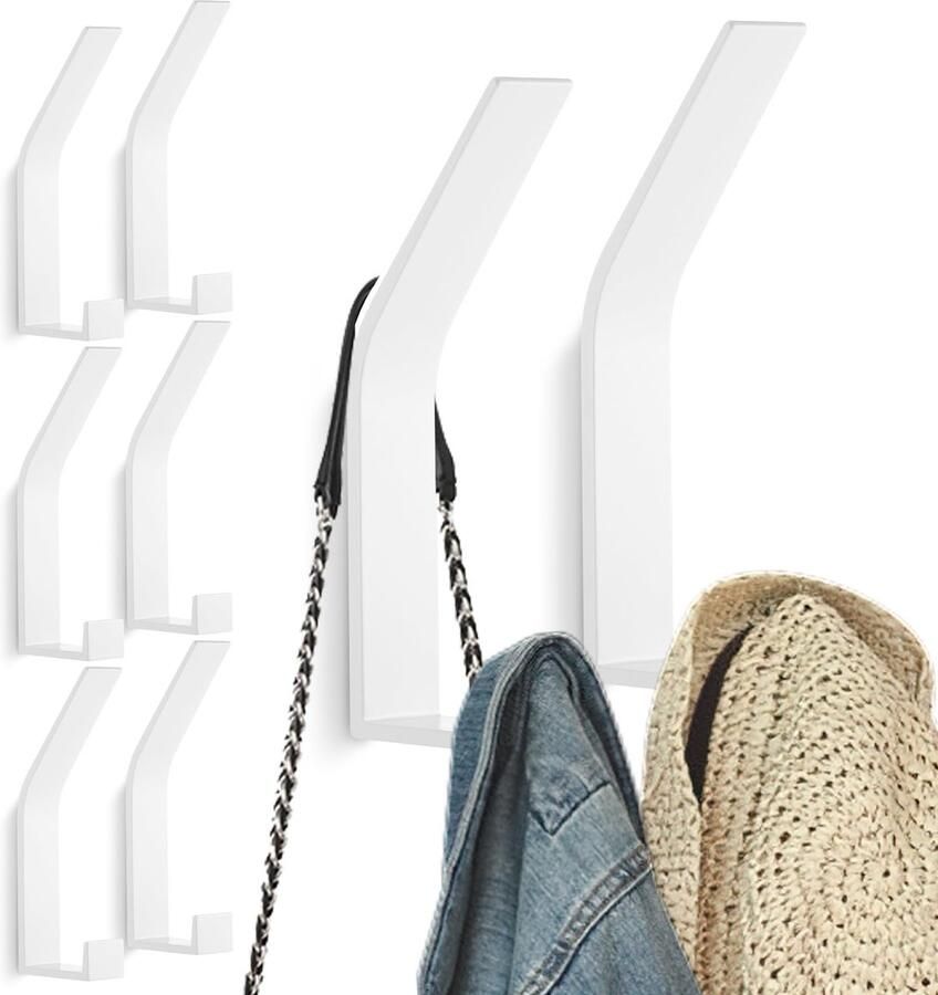 Kssvzz 8-pack witte kapstokhaken verborgen wandkapstokhaken hoogwaardige schroefbare kapstokhaken moderne wandhaken voor het ophangen van kleding jas sjaal en tas