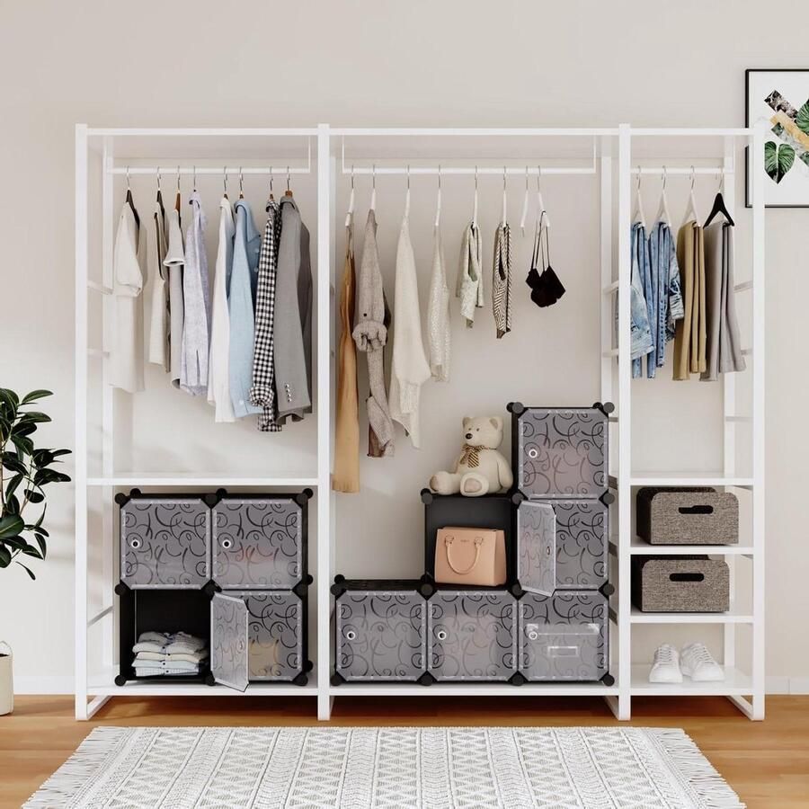 Kubusopbergkasten 30 x 30 cm Draagbare kast voor schoenen en speelgoed Doe-het-zelf kubuskast met deur kledingkasten slaapkamer