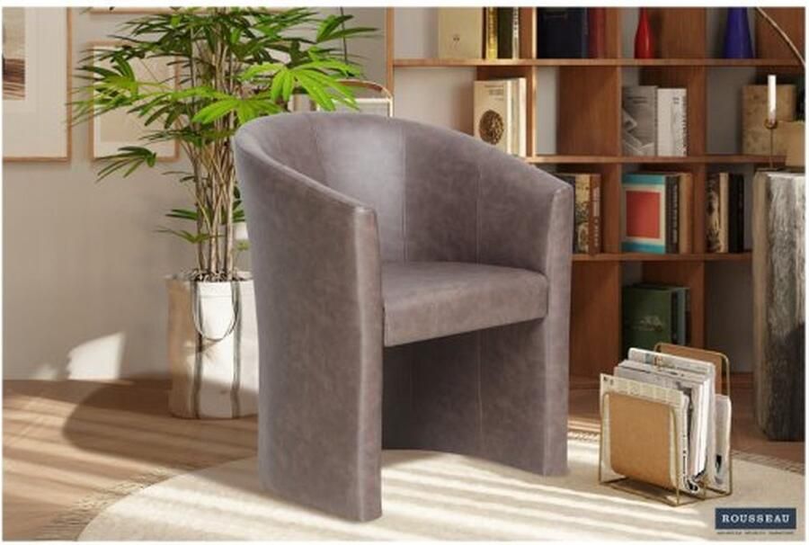 ZAZA Home Kuipstoel 'Charlie' Vintage PU Donkerbruin Structuur spaanderplaat en bekleding PU