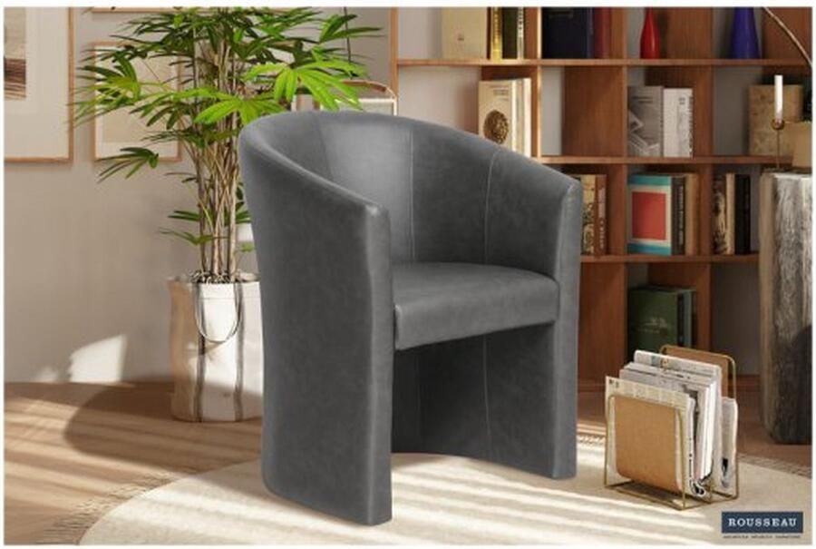 ZAZA Home Kuipstoel 'Charlie' Vintage PU Donkergrijs Structuur spaanderplaat en bekleding PU