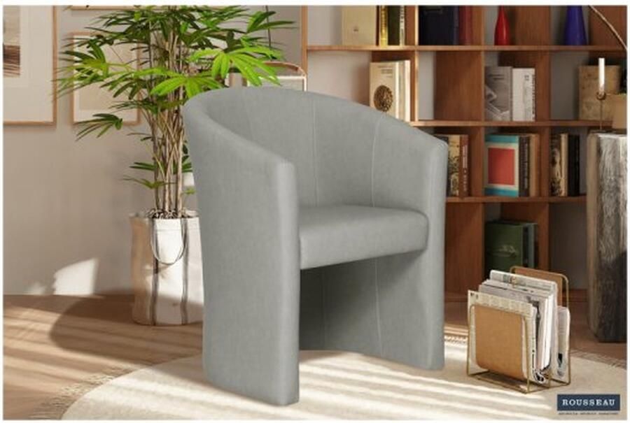 ZAZA Home Kuipstoel 'Charlie' Vintage PU Lichtgrijs Structuur spaanderplaat en bekleding PU