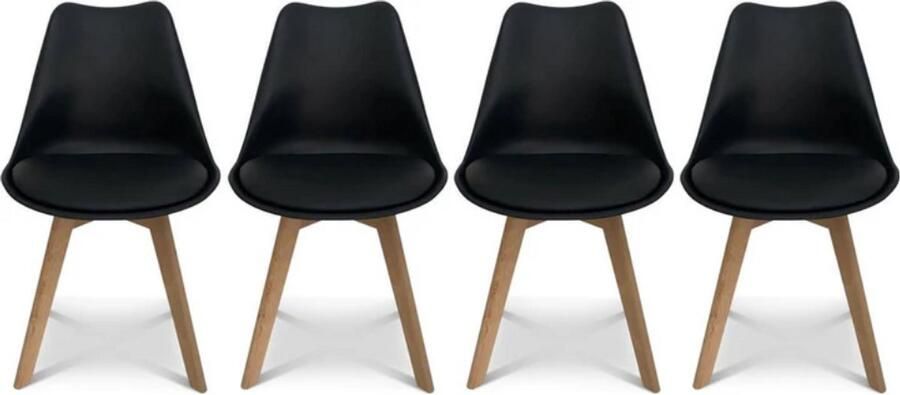 Kuipstoelen set van 4 met houten poten Sponskussen woonkamerstoel