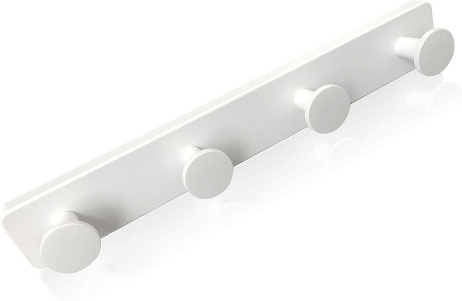 Kukicu Witte Wandkapstok met 4 Haken Materiaal: Kunststof Originele Kledinghanger voor Hal Badkamer Slaapkamer Keuken