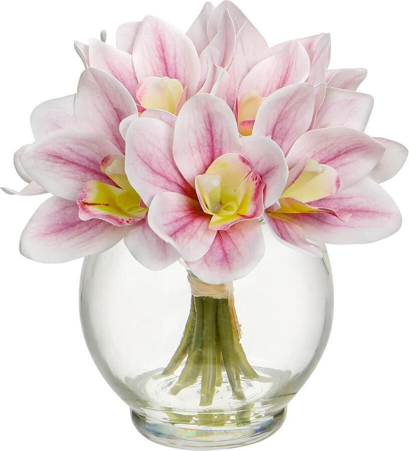 Kunstbloem in vaas echte touch neporchidee cymbidium zijde roze faux phalaenopsis arrangement voor thuiskantoor bruiloft tafel middelpunt decoratie